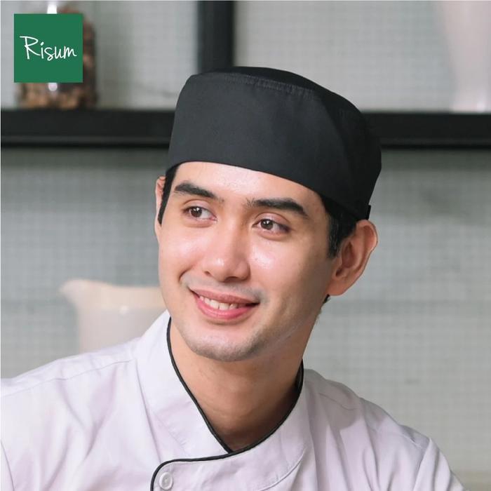 RISUM Sushi Chef Hat / Topi Chef / Topi Peci Hitam / Topi Peci Putih