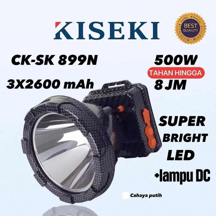 KISEKI Senter Kepala LED 500W CK-SK899N Baterai 7.800mAh Super Bright Tahan Lama Type-C untuk