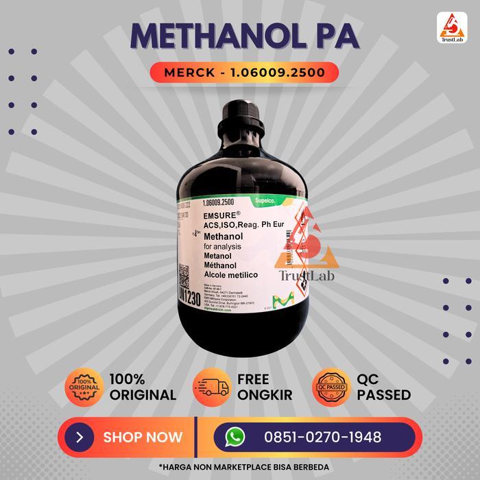 Metanol Pro Analisis 2500 mL Kemasan Botol Kaca untuk Laboratorium