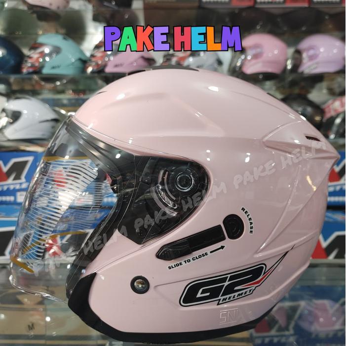 HELM G2 OPTIMAX PALE PINK HALF FACE DOUBLE VISOR MURAH