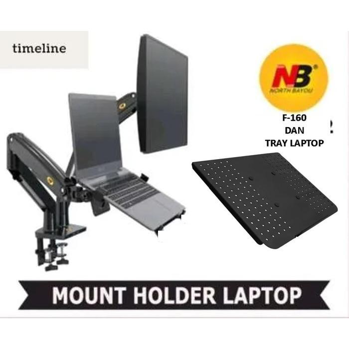 Bracket Monitor Meja Double Arm Nbf160 Dan Tray Laptop Breket Monitor
