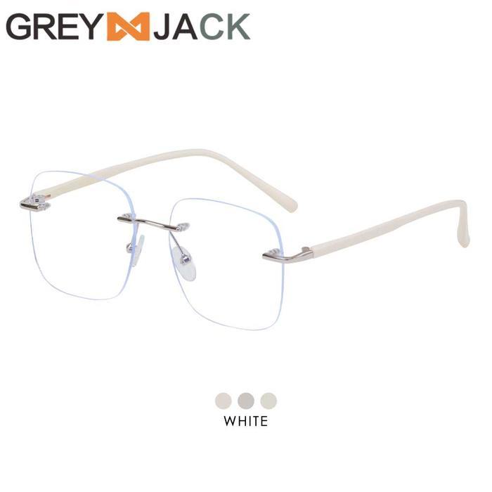 Gray Jack Kacamata Antiradiasi Blueray Rimless Bahan TR+Metal Model Kotak Bisa Minus Pria Wanita S85
