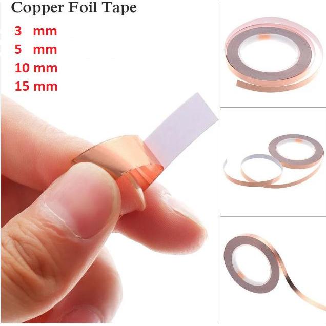 Adhesive Copper Isolasi Tape Tembaga Konduktor PCB 3mm 5mm 10mm 15mm