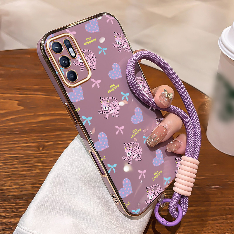 Casing Untuk OPPO Reno 6 4G Reno 6 5G Case Casing pola jantung ungu Kasing HP Kesing mewah Silikon S