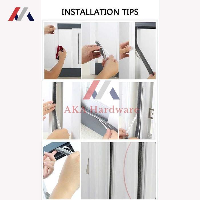 NEW Mohair Tape Seal Bulu Penutup Celah Pintu Grey Double Tape