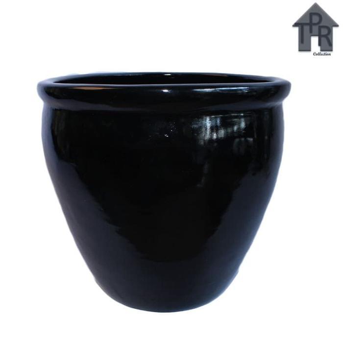 Pot Bunga Tanah Liat Besar Indoor Glossy Duco Bibir Cincin D44