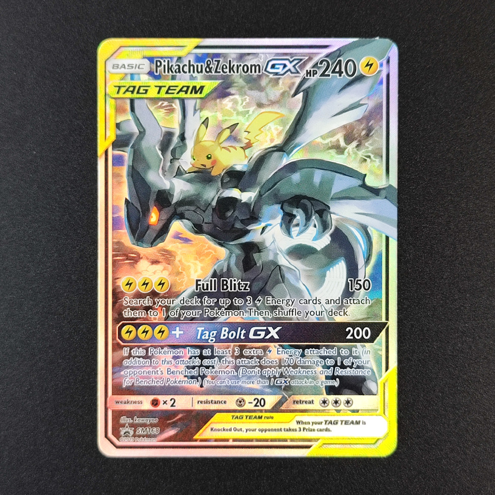 DIY Pokemon PTCG Card TAG TEAM Pikachu & Zekrom Reshiram & Charizard Espeon & Deoxys GX Trading