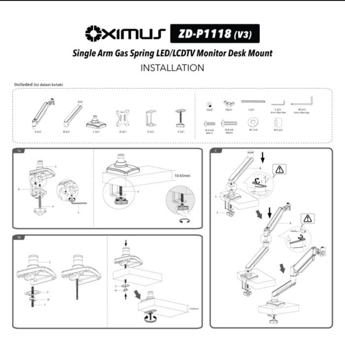 Bracket Tv Monitor Gas Spring Oximus Zdp1118 Tilt Swivel Zdp 1118 Berkualitas