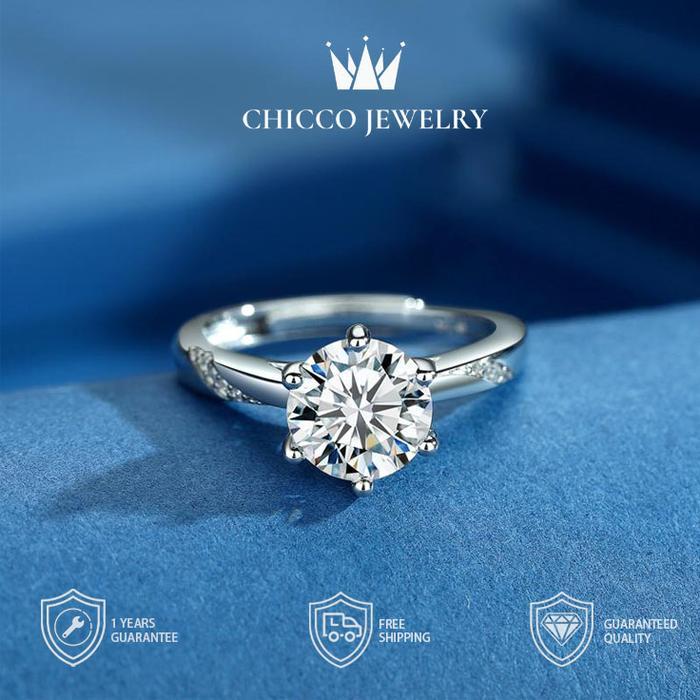 CHICCO JEWELRY Cincin Berlian Wanita Versi Korea Elegan dan Mewah Cincin Couple Pernikahan dengan