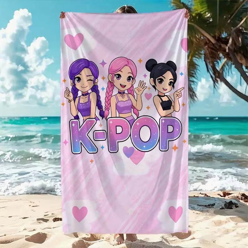 Kpop Idol Style Beach Towel, Lightweight Portable Soft Absorbent Quick Dry for Yoga Pool Vacation