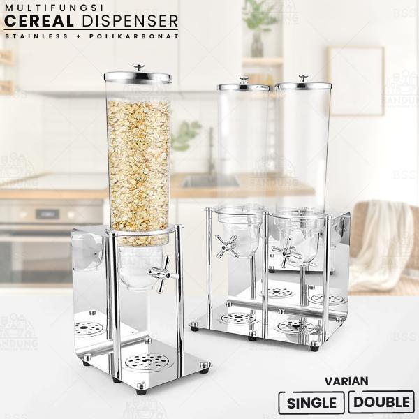 CEREAL DISPENSER STAINLESS & POLIKARBONAT SINGLE DOUBLE TEMPAT CEREAL GRANOLA KACANG SNACK OTOMATIS