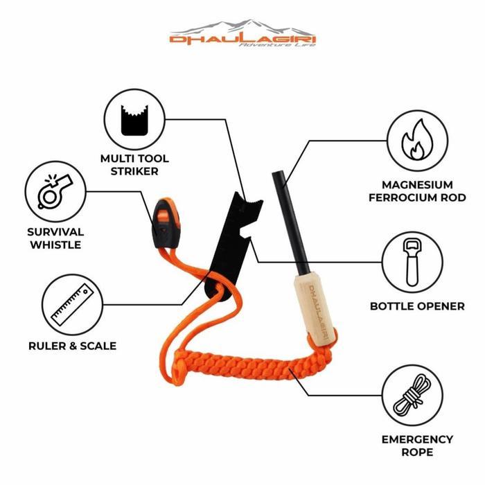 Dhaulagiri Fire Starter Korek Pematik Api Camping Outdoor Survival Fss 07 Alat Bushcraft