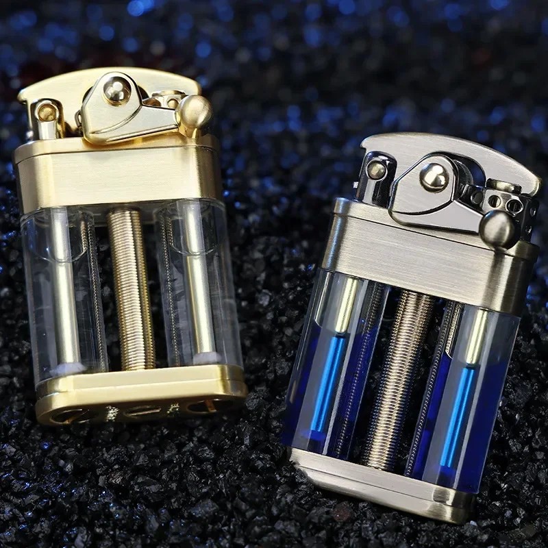 Zorro Windproof Rocker Oil Lighter Metal Transparent Double Tank 4 Color Unusual Grinding Wheel