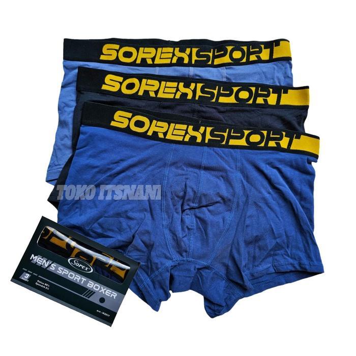 Boxer Pria Sorex 3011 | Celana Dalam Bokser Pria Sorek Bahan Katun - Random isi 3, M
