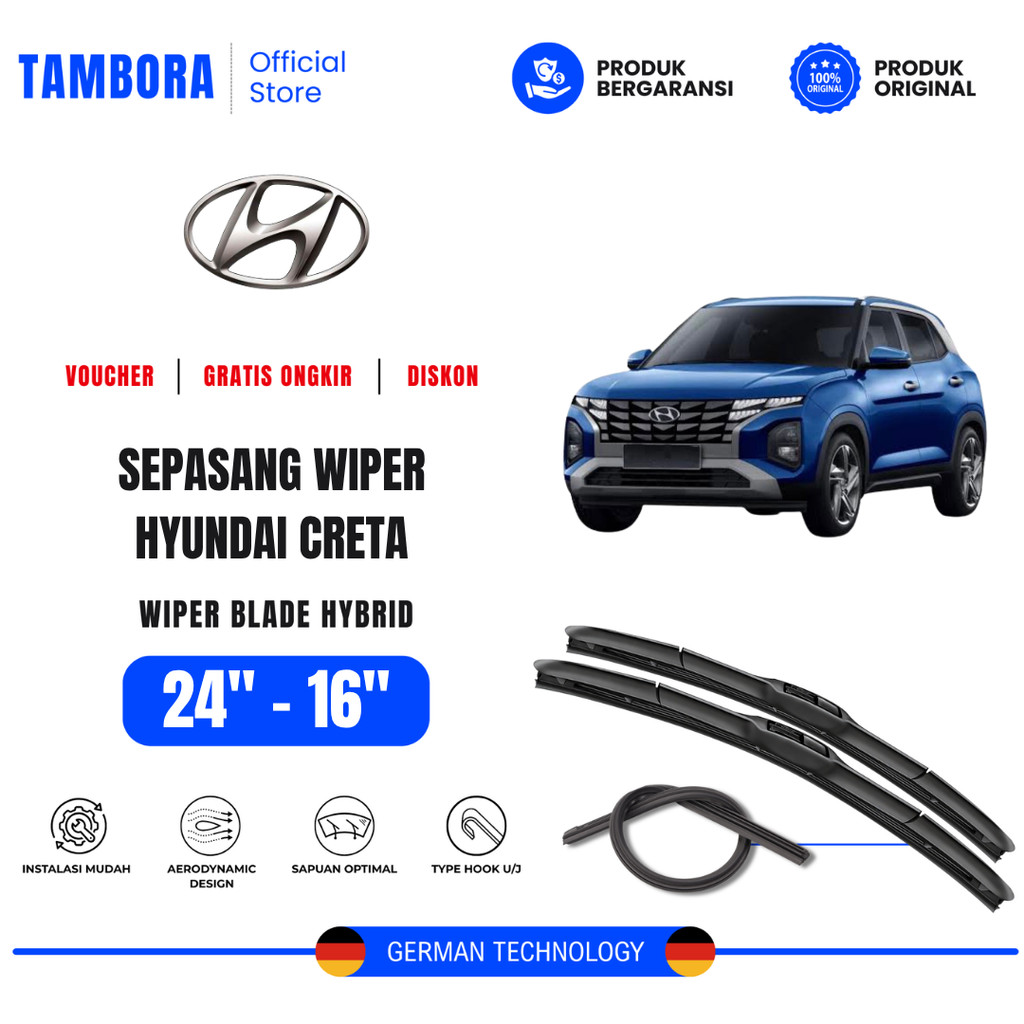 Wiper Hyundai Creta Hybrid Kaca Depan Mobil