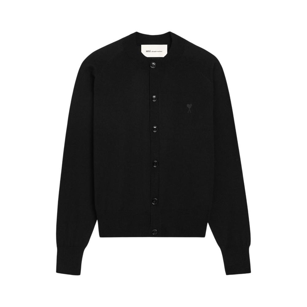 Black Ami De Coeur Wool Crewneck Cardigan Black