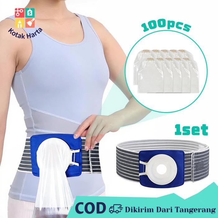100Pcs Ostomy Bag Sabuk Colostomy Bag Kolostomi Bag Adjustable Kantong Colostomy Stoma Bag Dewasa