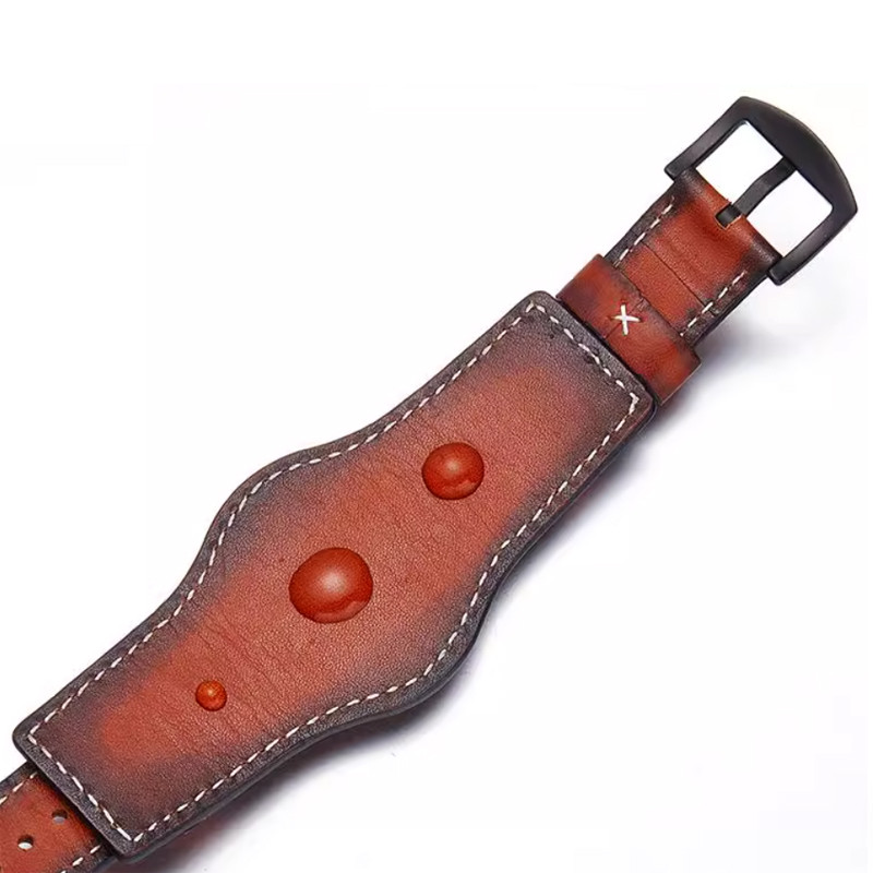 Leather Retro Strap Hand Brushed Watch Chain Base Style Leather Strap For Fossil Panerai Rolex Tudor