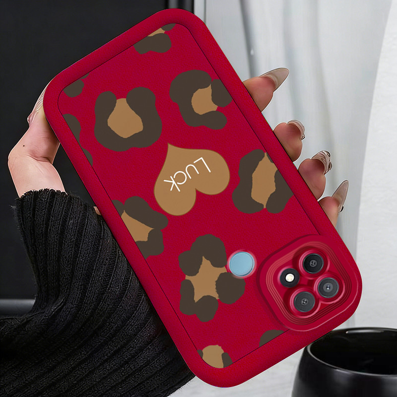Casing Hp untuk OPPO A15 A15s A35 4G Case Motif macan tutul dan hati Kasing silikon Cesing Bingkai m