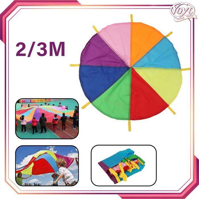 2/3m Mainan Parasut Pelangi Anak Sekolah Mainan Montessori Rainbow Parachute Mainan Outdoor Anak Tk
