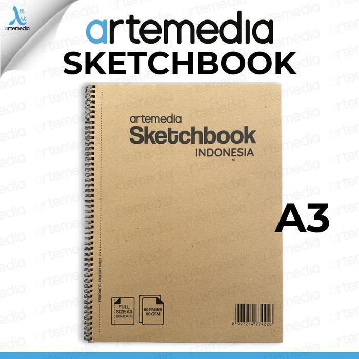 Artemedia Sketchbook Spiral A3 Buku Sketsa Pensil, Pensil Charcoal, Drawing Pen