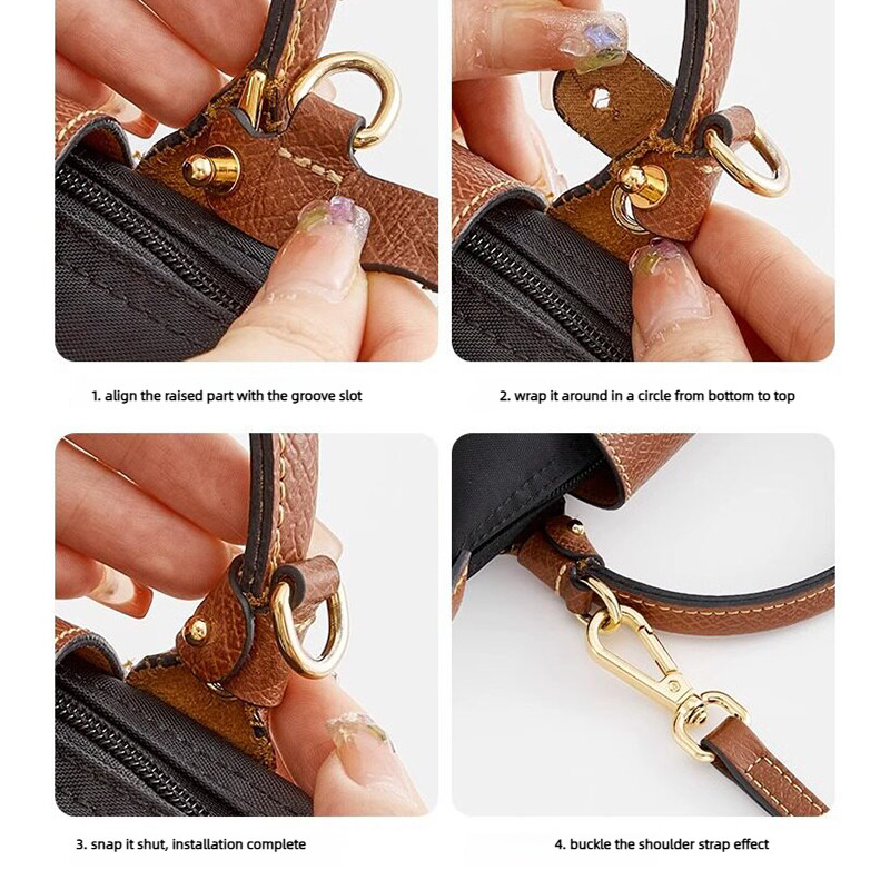 Mini Bags Leather Shoulder Strap Kit Fit For Longchamp Mini Pouch Adjustable Crossbody Small Bag