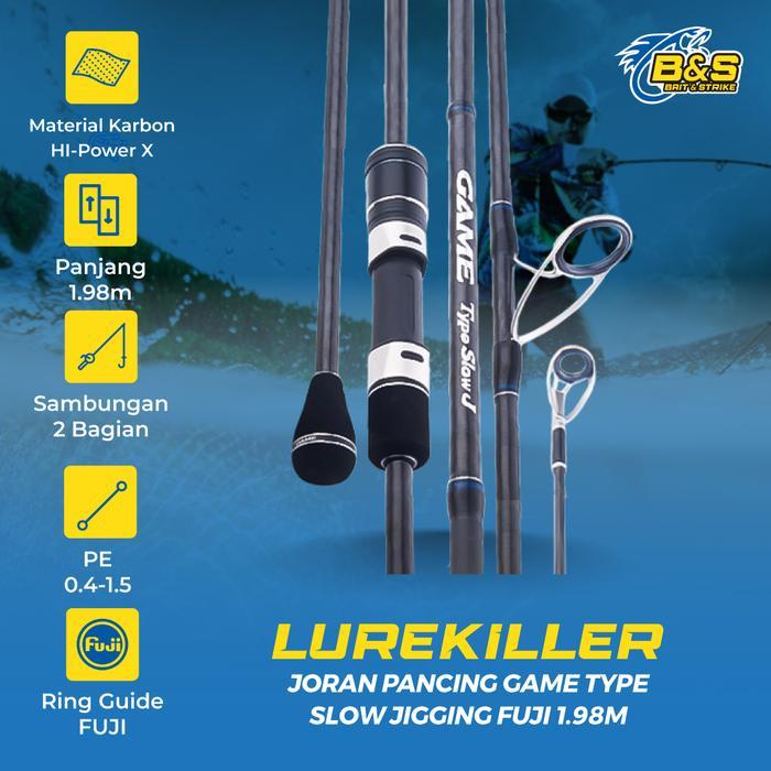 Joran pancing Lurekiller Game Type slow J 1.98M Joran jigging Fuji bahan karbon HI-Power X spinning