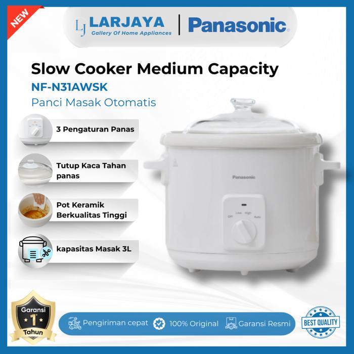 Panasonic Slow Cooker NF-N31AWSK Kapasitas 3 Liter dengan 3 Mode Panas & Panci Keramik Anti Lengket 