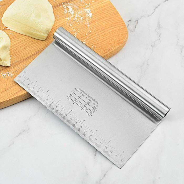 NEWW Stainless Long Dough Cutter Alat Potong Adonan Roti Scraper Kue Bolu Kokoh Tebal dengan Gagang