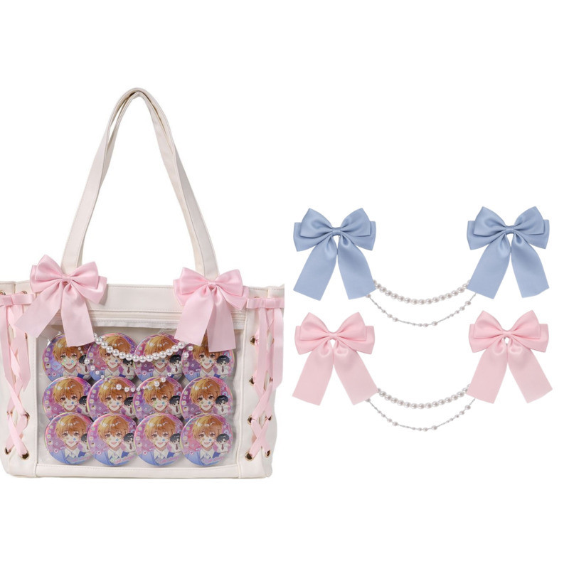 Ribbon Bowknot Cute Itabag Pendants Pearl Chain Y2k Pain Bag Decoration Kawaii DIY Backpacks