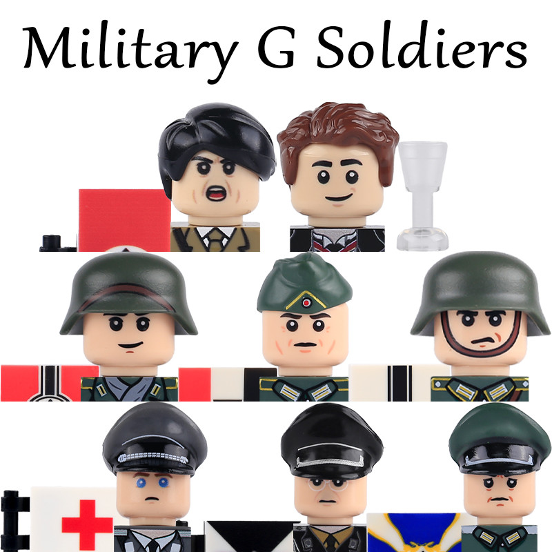 WW2 Military Soldier Figure UV Building Blocks Naval Shore Troop Arms German Medical Officer Cap