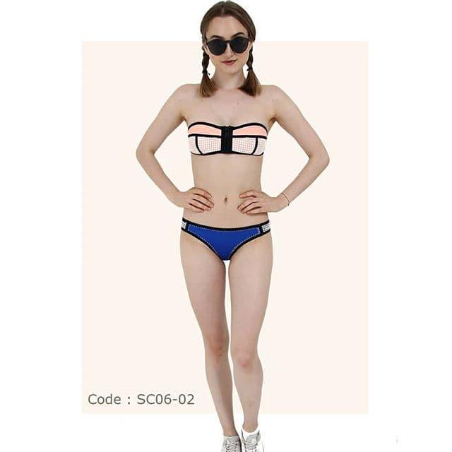 Bikini Tube Neoprene Warna Peach Biru untuk Wanita