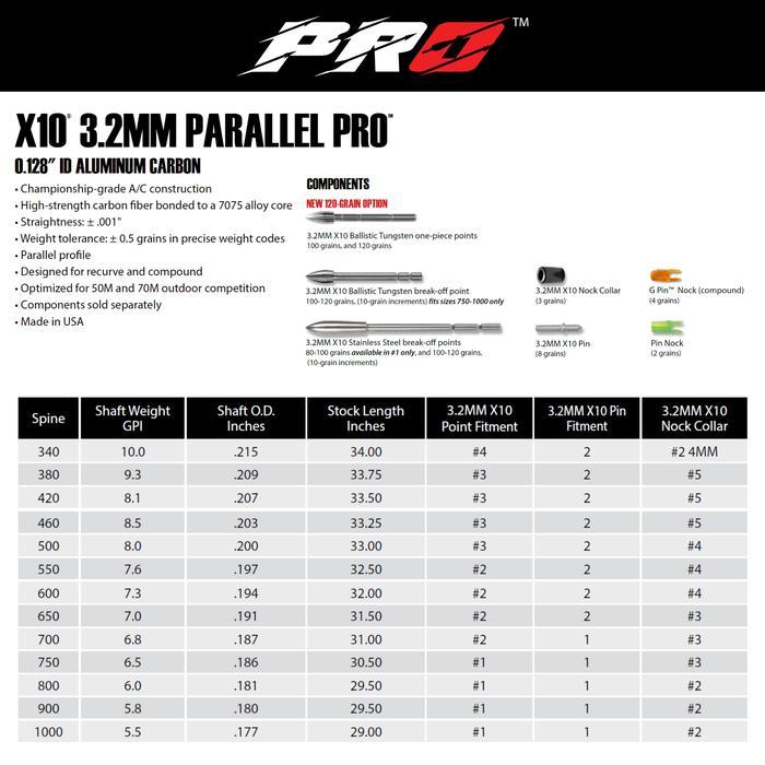 EASTON X10 3.2MM PARALLEL PRO PANAH X10 3,2MM PARALEL PRO BUSUR RECURVE / COMPOUND ALAT PANAHAN
