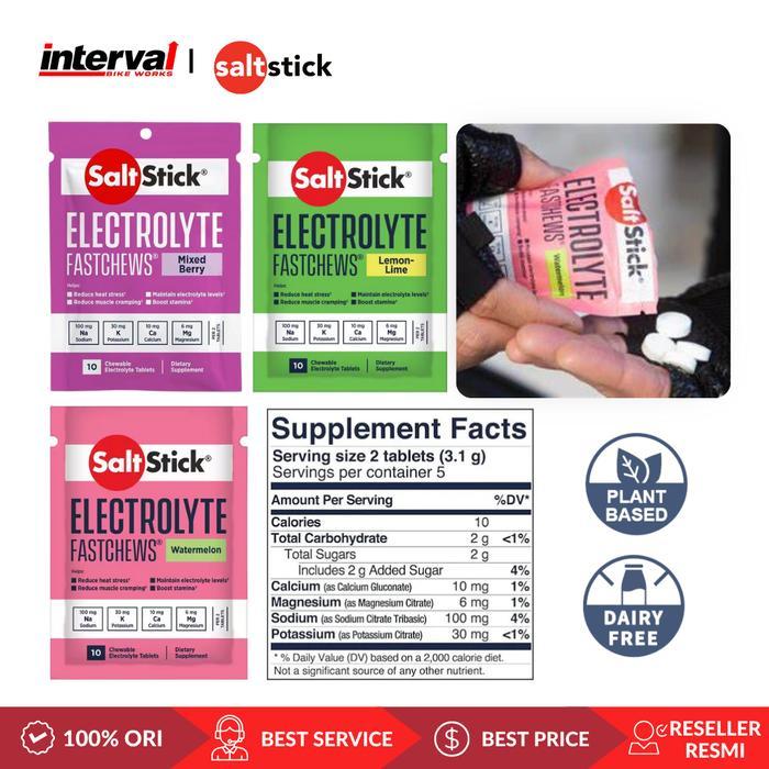 SaltStick FastChew Semua Rasa 10pc Sachet / Salt Stick Electrolyte Fast Chews FastChews