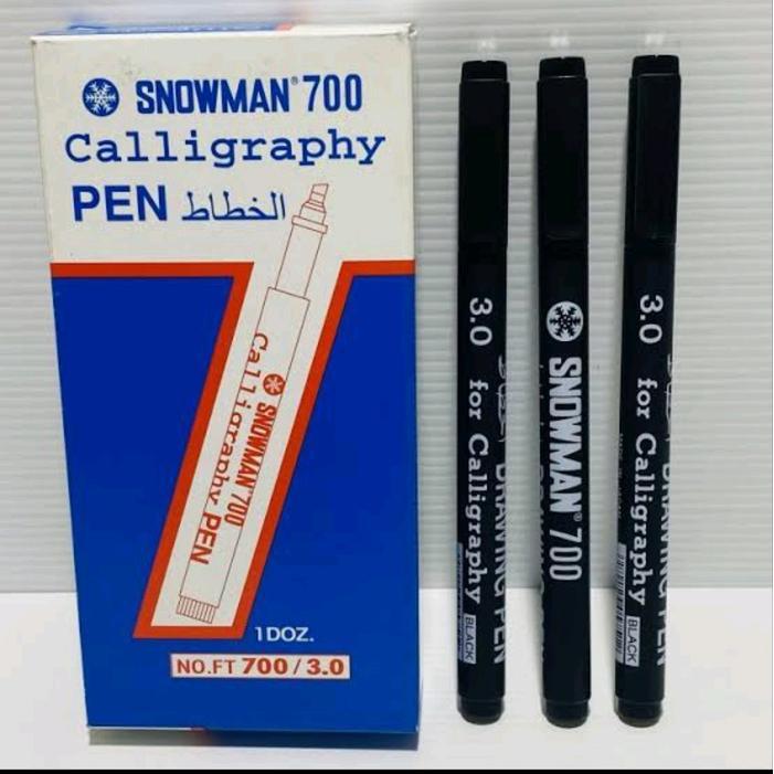 (1 Lusin) Spidol Kaligrafi / Kaligrafi Pen Snowman / Drawing Pen Snowman 700 Pena Hitam Terlaris