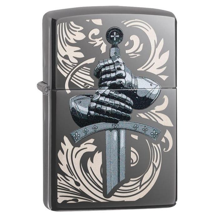 Zippo Medieval Knights Glove Design Black Ice 49127