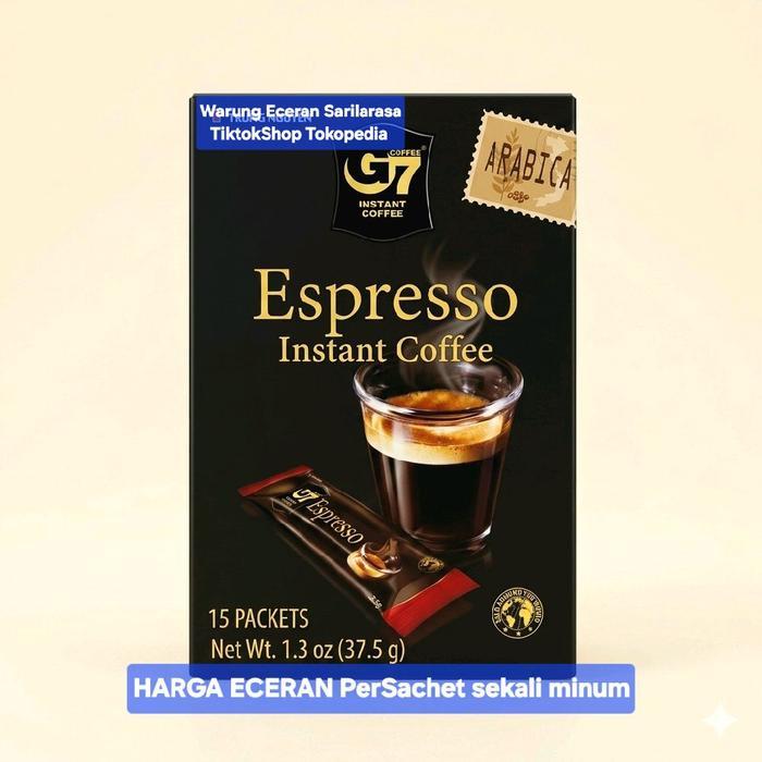 Eceran SACHET Trung Nguyen G7 Espresso Pure Soluble Arabica Black Coffee, G7 Minuman Kopi Hitam