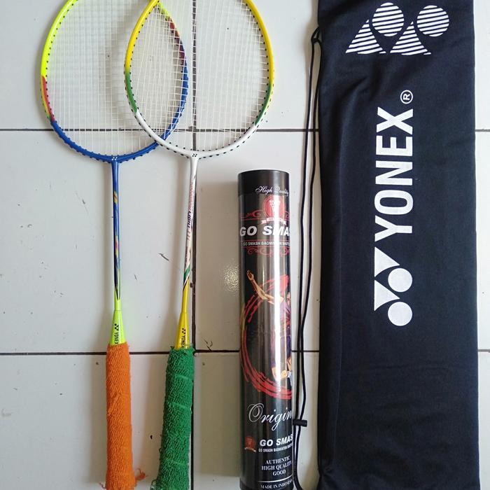 Sepasang Raket Yonex (2pcs) brlogo PBSI + tas + kok shuttlecock
