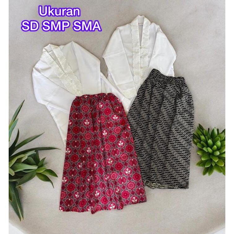 DISKON Kebaya Sekolah Anak SD SMP SMA Setelan Kebaya Anak Putih Merah Usia 4-18 Th Seragam Baju