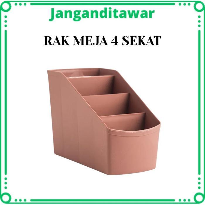 RAK MEJA ATK MINI 4 SEKAT RAK SERBAGUNA RAK ATK PULPEN PENSIL RAK KOSMETIK LIPSTIK MEJA KANTOR KAMAR