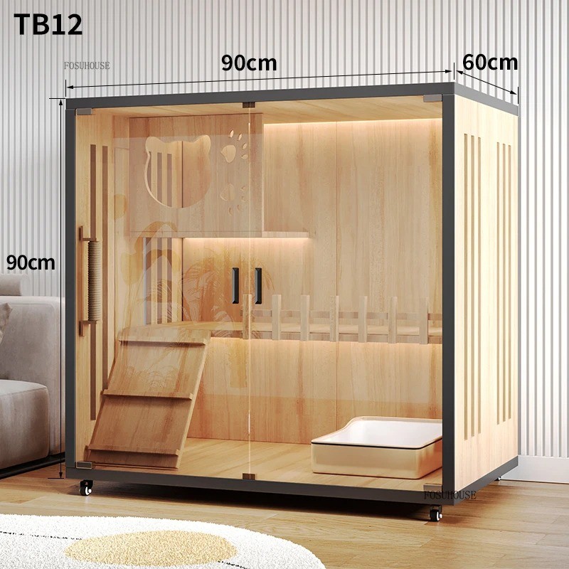 Nordic Wooden Cat Cages Home Cat Villa Waterproof Outdoor Large Cat Cage House Modern Pet Shop Large