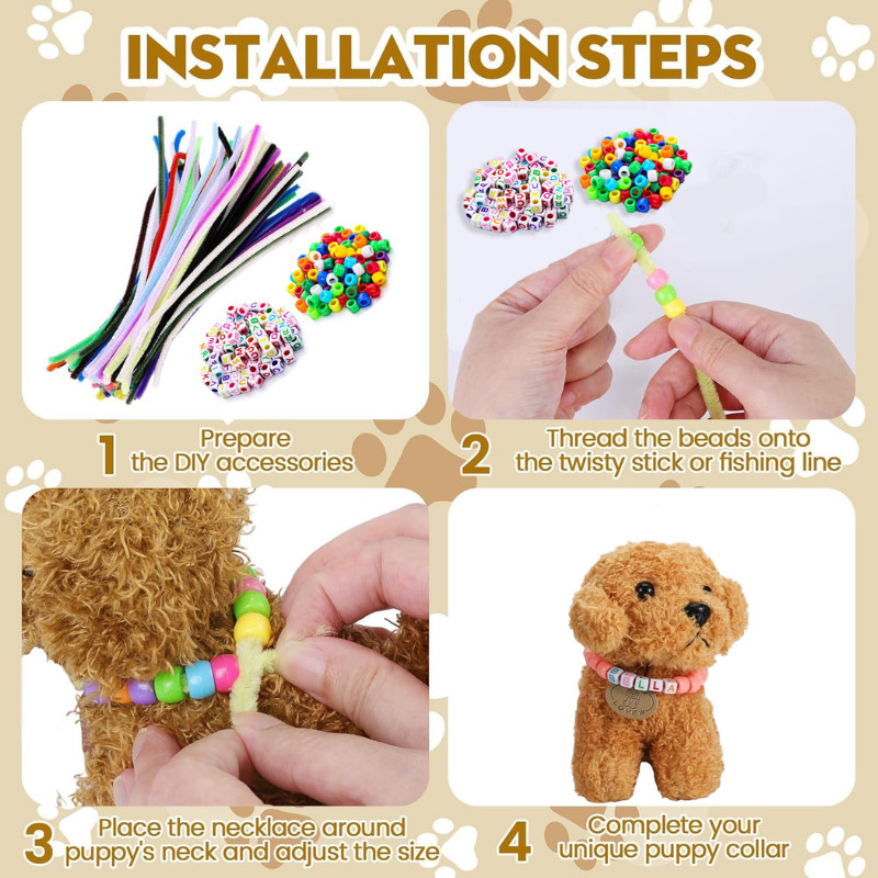 12-36Sets DIY Adopt A Puppy Party Favors Make Your Own Stuffed Animal Adopt Me Toys Bead Pets Kit