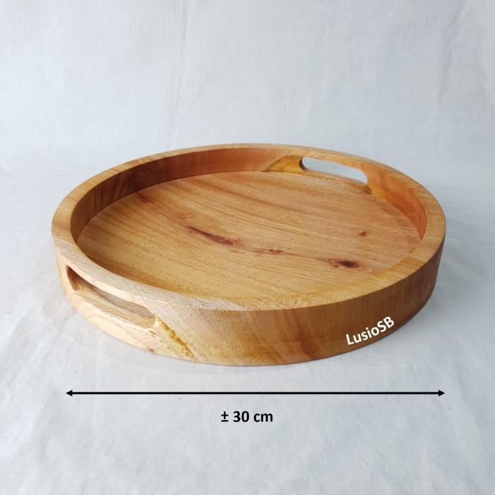 Nampan Kayu Bulat Aesthetic LusioSB Wooden Tray Nampan Saji