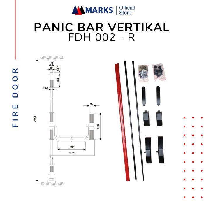 Marks Fdh 002 - Panic Bar Painted Steel - Panic Bar Vertical Steel 1000 Mm