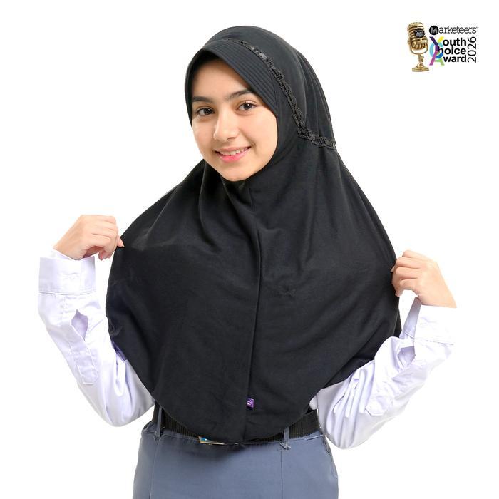 Rabbani - Kerudung Anak Sekolah Instan Hemy Pita Serut Terbuka