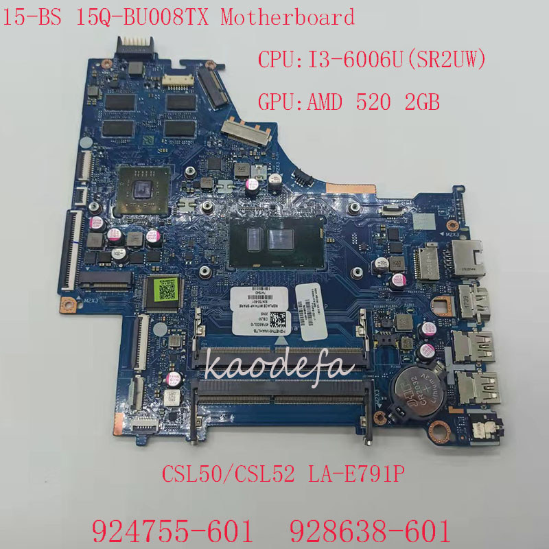 . 15-Bs Motherboard Csl50/Csl52 La-E791P For Hp 15-Bs Laptop 924755-601 -