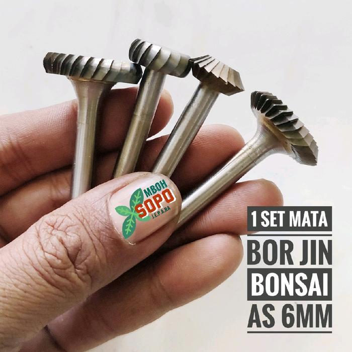 Josjismatt_ Alat Bonsai, Satu Set Mata Bor Jin/Ukir Bonsai Ryuga - As 6 Mili - Isi 4 Pcs