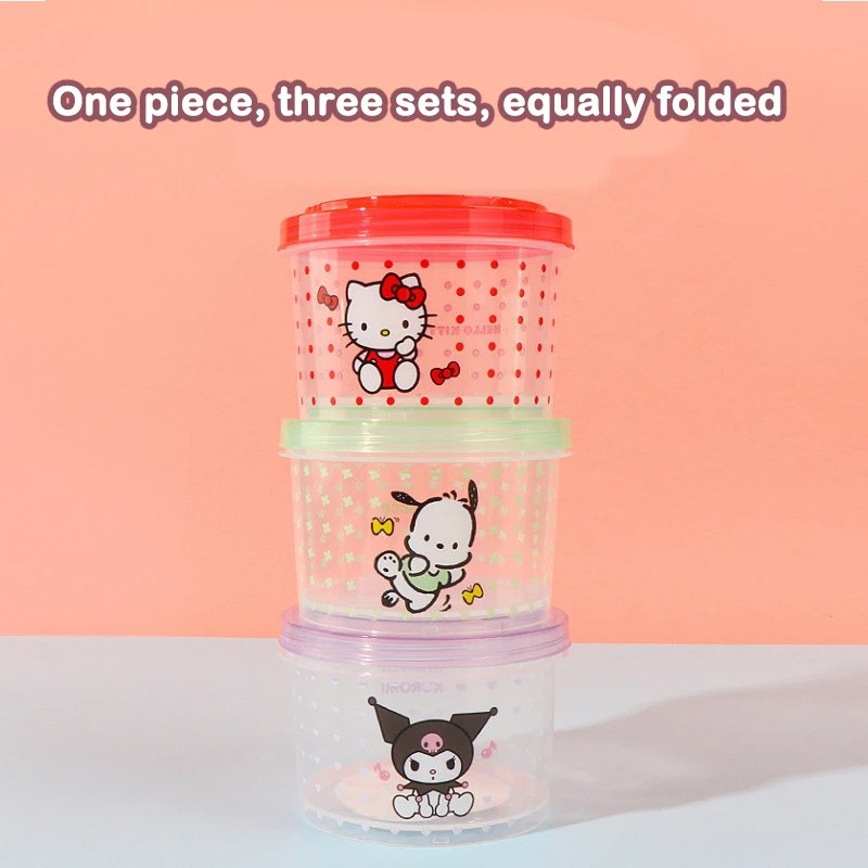 Tupperware Hello Kitty Lunch Box Stackable Lunch Box 3-Piece Food Preservation Box Cute Bento Box