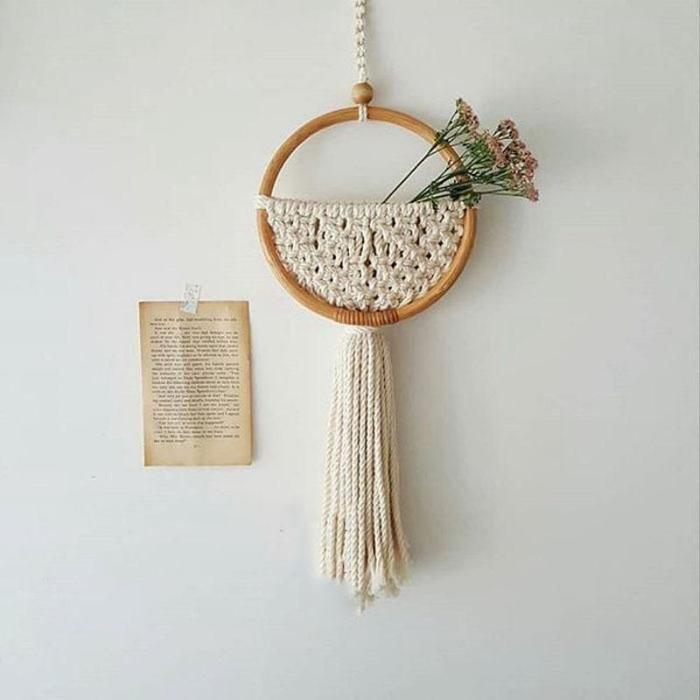 Macrame pot bunga hias / Dekorasi ruangan / Hiasan dinding aesthetic - Tempat bunga hias Besi