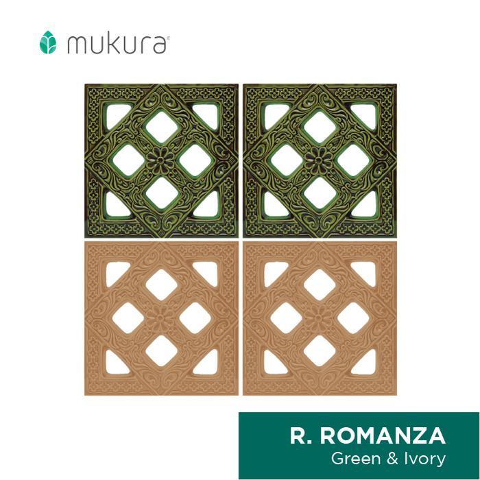 Roster Keramik Lubang Angin Motif Romanza Ukuran 30x30 cm Warna Hijau